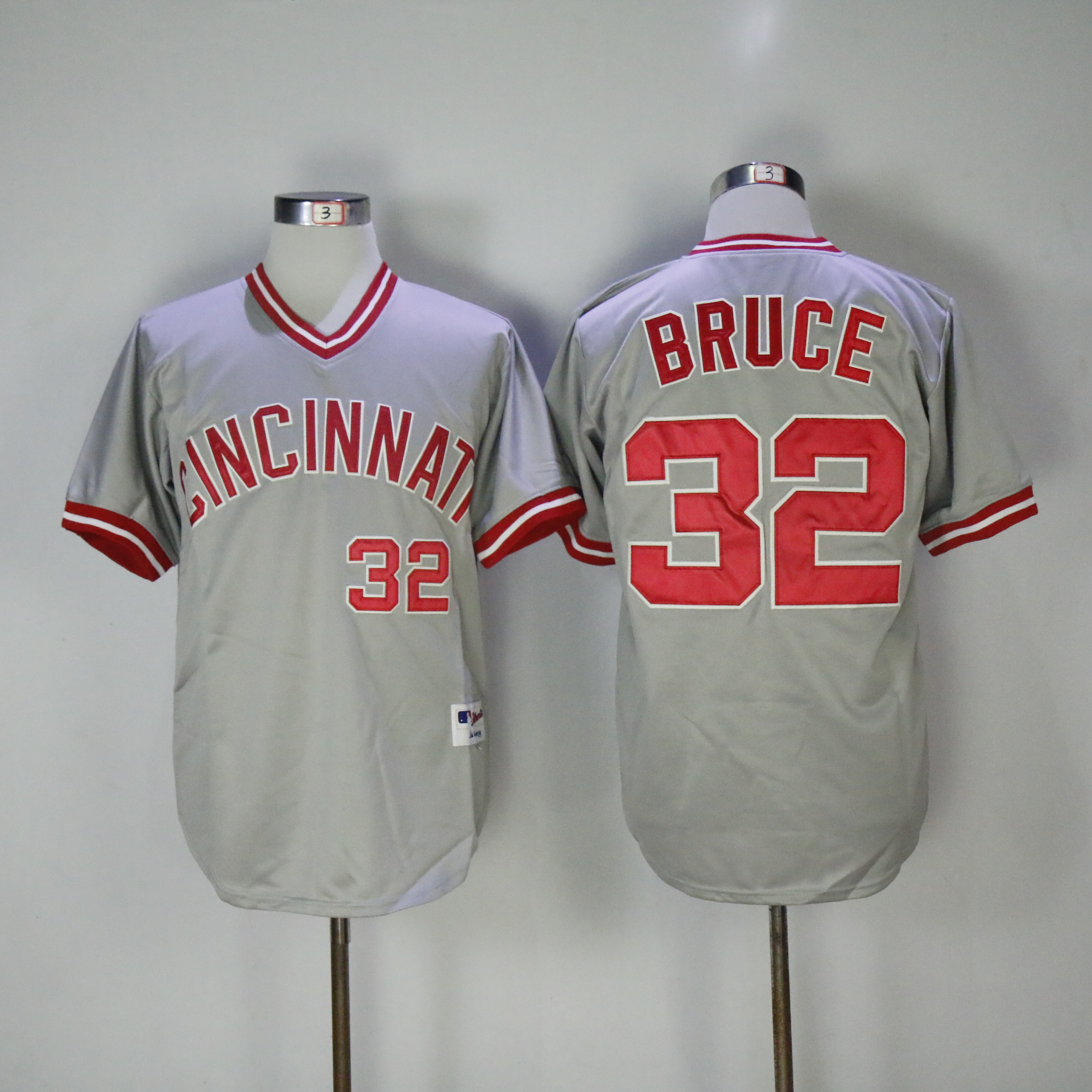 Men MLB Cincinnati Reds #32 Bruce grey jerseys->cincinnati reds->MLB Jersey